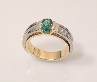 TOURMALINE RING with narrow double shank